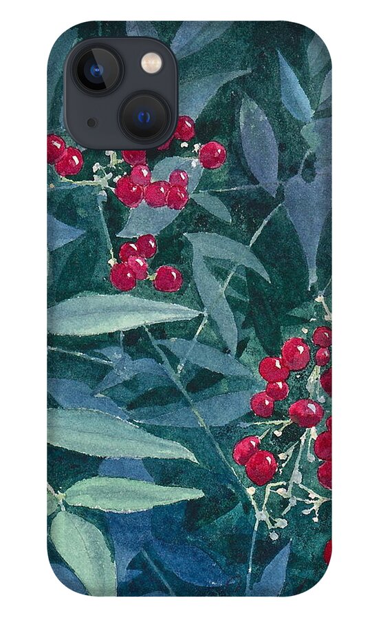 Plant iPhone 13 Case featuring the painting Nandina by Frank SantAgata