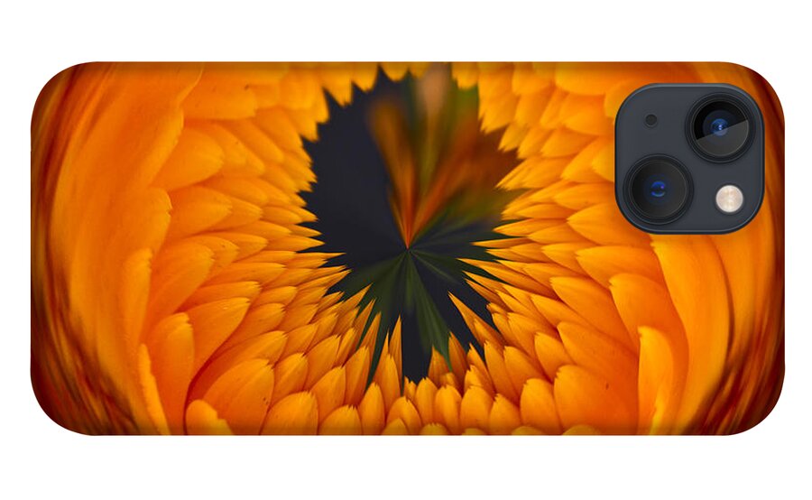 Orange iPhone 13 Case featuring the photograph Orange Zinnia Orb by Bill Barber