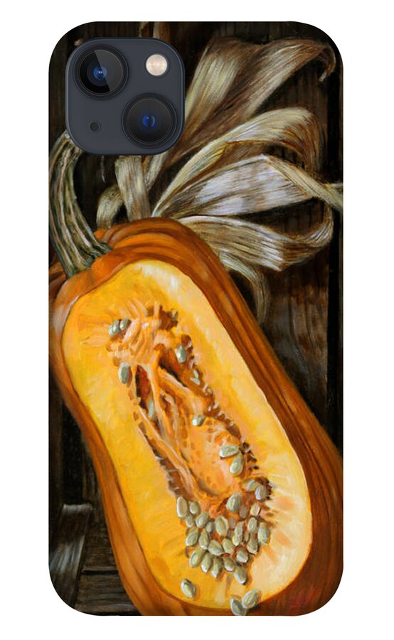 Pumpkin iPhone 13 Case featuring the painting Pumpkin in a Box by John Lautermilch