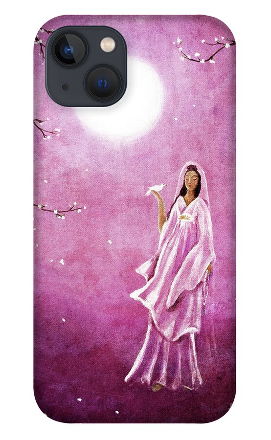 Quan Yin iPhone 13 Case featuring the digital art Quan Yin in the Rosy Dawn by Laura Iverson