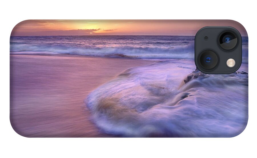 00176742 iPhone 13 Case featuring the photograph Sandy Beach At Sunset Oahu Hawaii by Tim Fitzharris