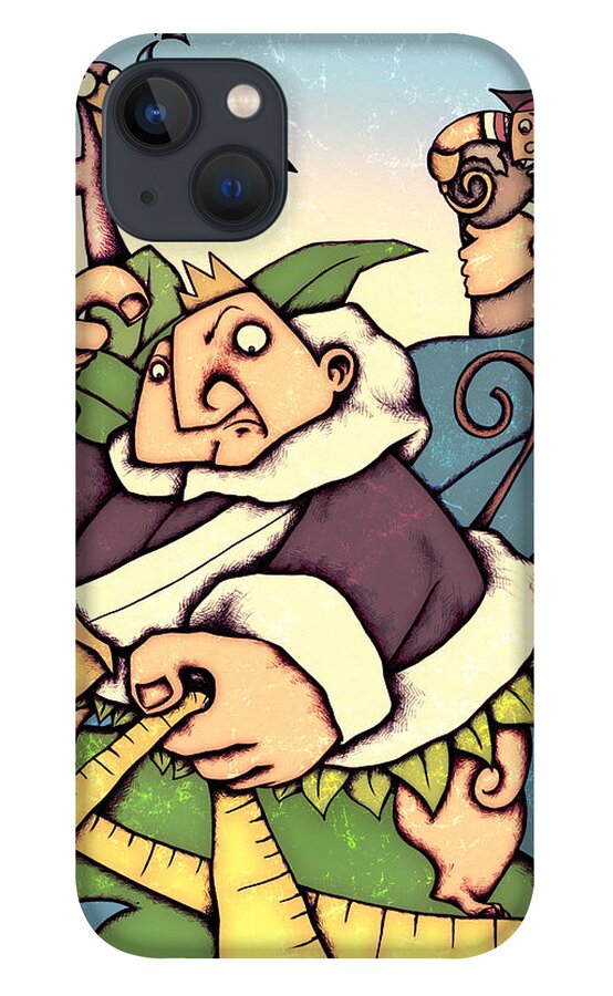 Children iPhone 13 Case featuring the painting Shipwrecked Pirates On Islands by Autogiro Illustration