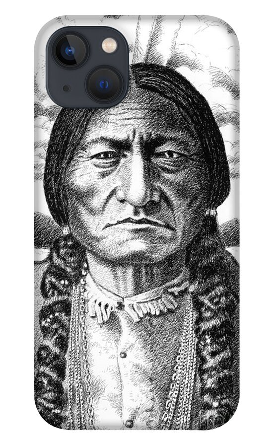 Jim Bridger iPhone 13 Case featuring the drawing Sitting-Bull by Gordon Punt