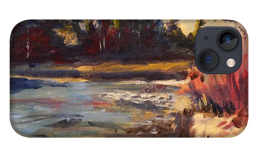 Walt Maes iPhone 13 Case featuring the painting Sunny Colorado wooded stream by Walt Maes