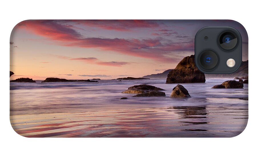 00439770 iPhone 13 Case featuring the photograph Sunset On Beach North Of Punakaiki by Colin Monteath