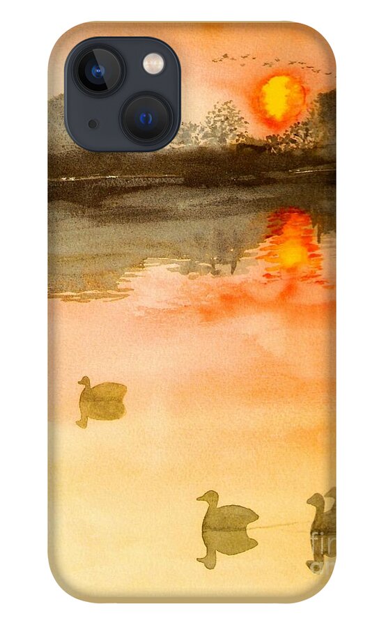 Sunset iPhone 13 Case featuring the painting Sunset Park by Deb Stroh-Larson