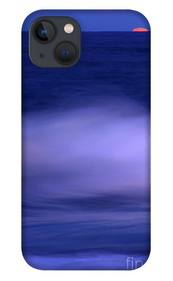 Sea iPhone 13 Case featuring the photograph The Red Moon And The Sea by Hannes Cmarits