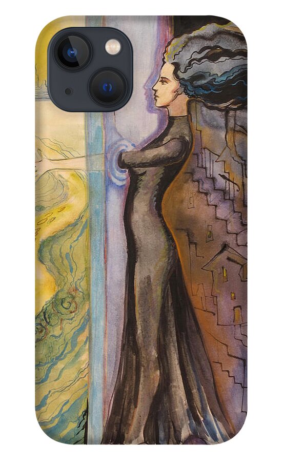 Surrealism iPhone 13 Case featuring the painting Transerfer of Reality by Valentina Plishchina