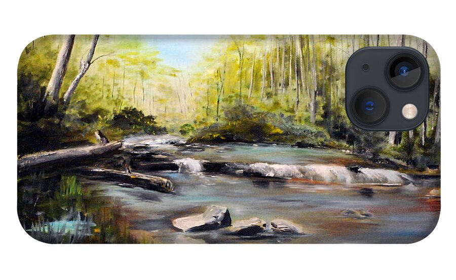 Landscape iPhone 13 Case featuring the painting Upstate South Carolina Trout Stream by Phil Burton
