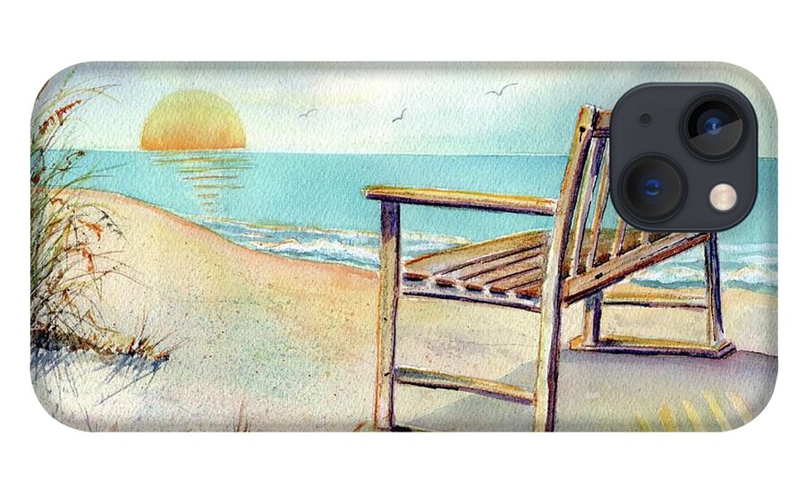 Beach iPhone 13 Case featuring the painting Beach Bench by Midge Pippel