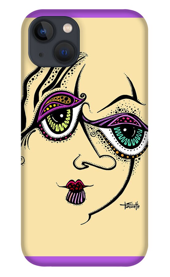 Color Added To Black And White Drawing Of Girl iPhone 13 Case featuring the painting Beauty in Imperfection by Tanielle Childers