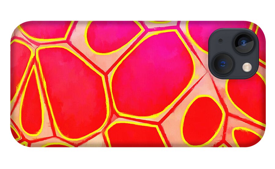 Painting iPhone 13 Case featuring the painting Cells Abstract Three #1 by Edward Fielding