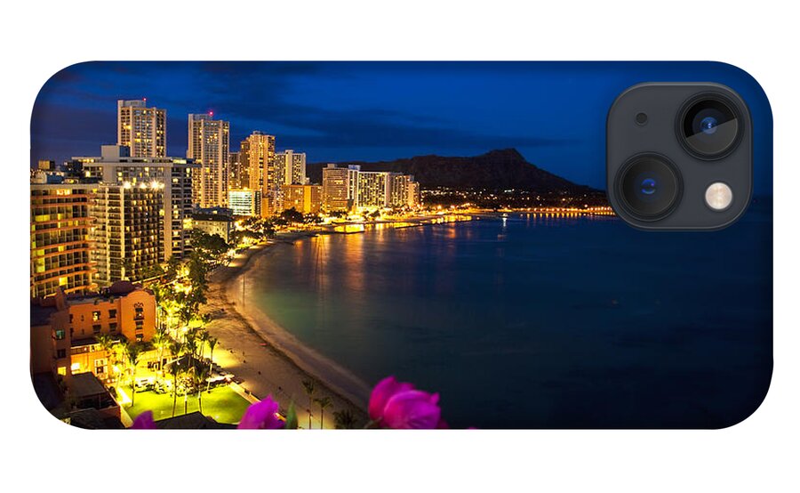 Above iPhone 13 Case featuring the photograph Classic Waikiki Nightime #1 by Tomas del Amo - Printscapes