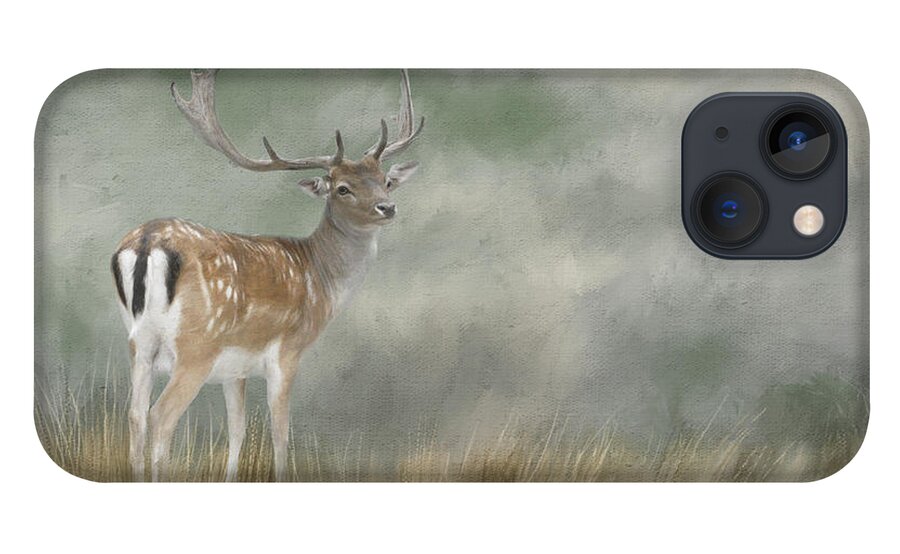 Fallow Deer iPhone 13 Case featuring the digital art Fallow Deer Portrait II by Jayne Carney