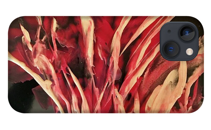 Encaustics iPhone 13 Case featuring the painting Golden Flowers #2 by Tommy McDonell