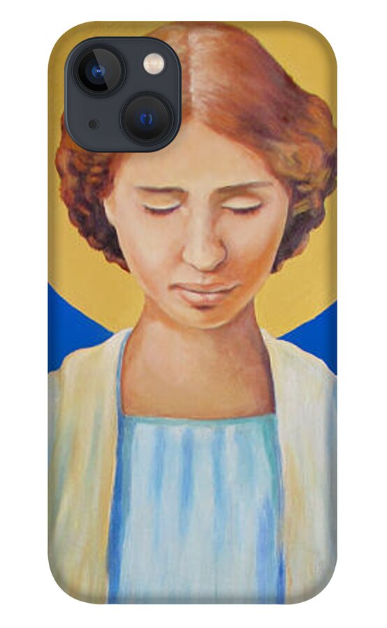 Helen Keller iPhone 13 Case featuring the painting Helen Keller #1 by Linda Ruiz-Lozito