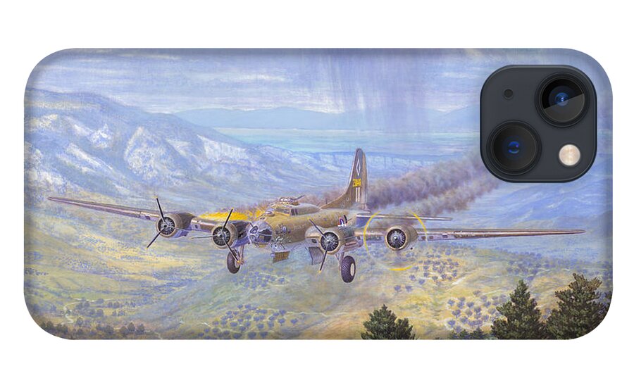 99th Bomb Group iPhone 13 Case featuring the painting Her Majestys Last Landing by Scott Robertson
