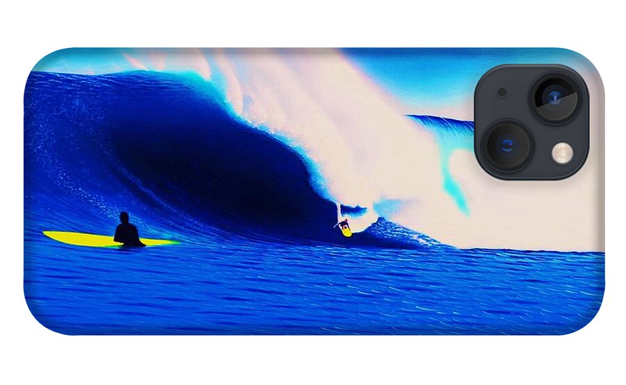 Surfing iPhone 13 Case featuring the painting Jaws 2013 by John Kaelin