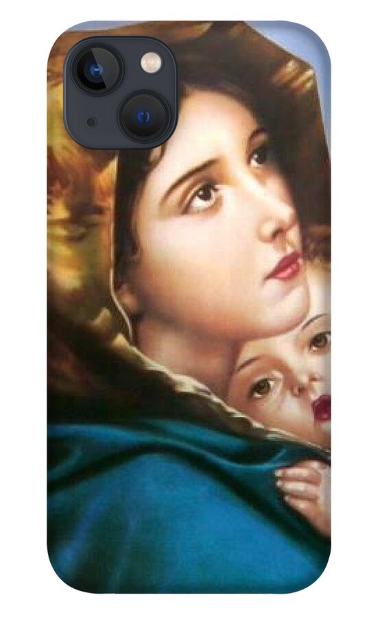 Christmas iPhone 13 Case featuring the painting Mary and Baby Jesus by Artist Unknown