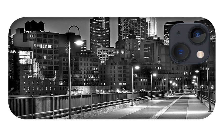 Minneapolis Skyline iPhone 13 Case featuring the photograph Minneapolis Skyline from Stone Arch Bridge #1 by Jon Holiday
