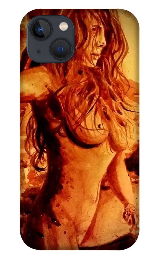 Jessica iPhone 13 Case featuring the painting Nude On Beach by Ryan Almighty