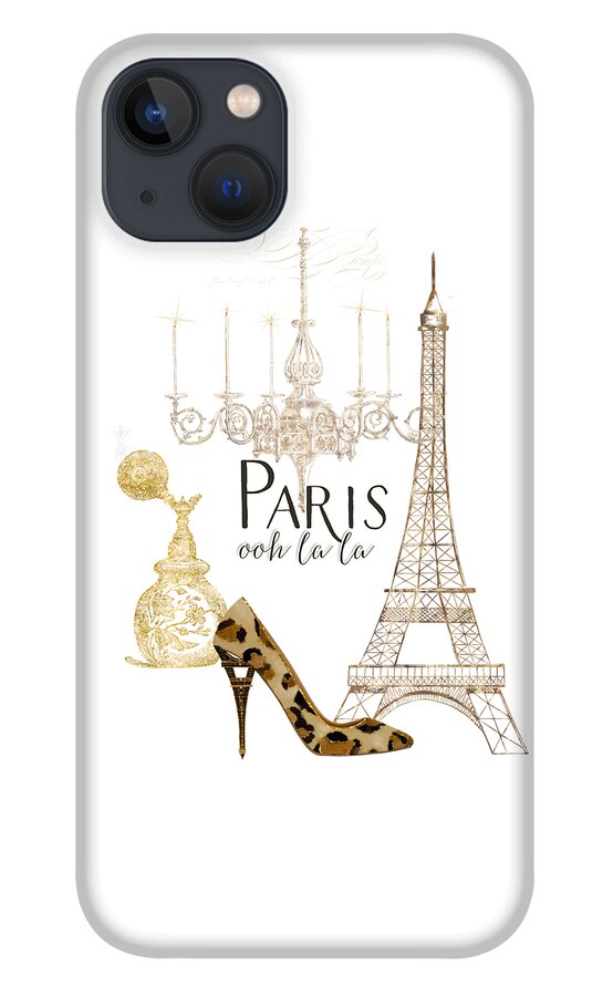 Fashion iPhone 13 Case featuring the painting Paris - Ooh la la Fashion Eiffel Tower Chandelier Perfume Bottle by Audrey Jeanne Roberts