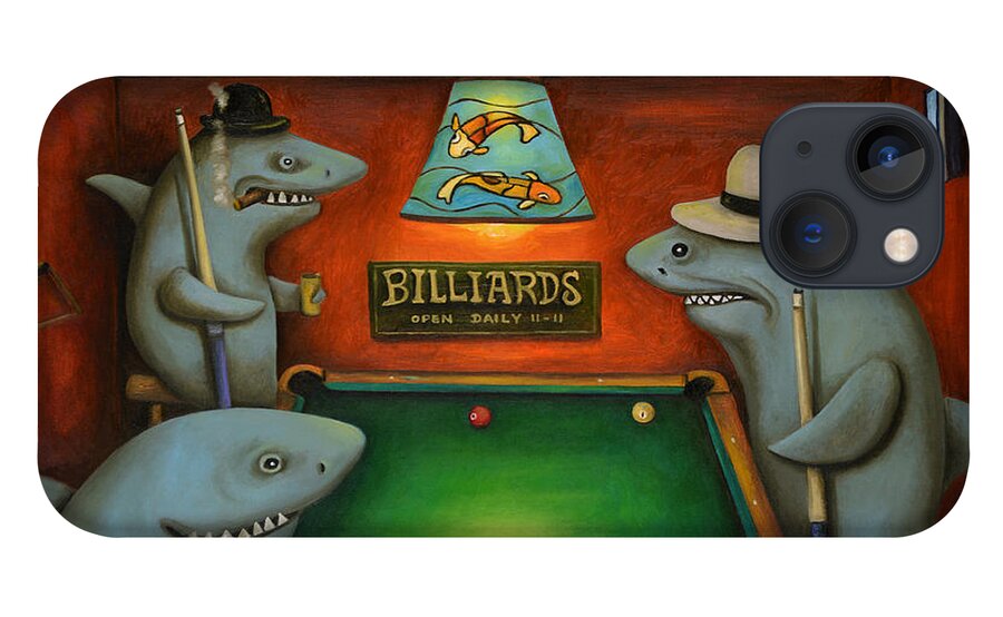 Billiards iPhone 13 Case featuring the painting Pool Sharks #1 by Leah Saulnier The Painting Maniac