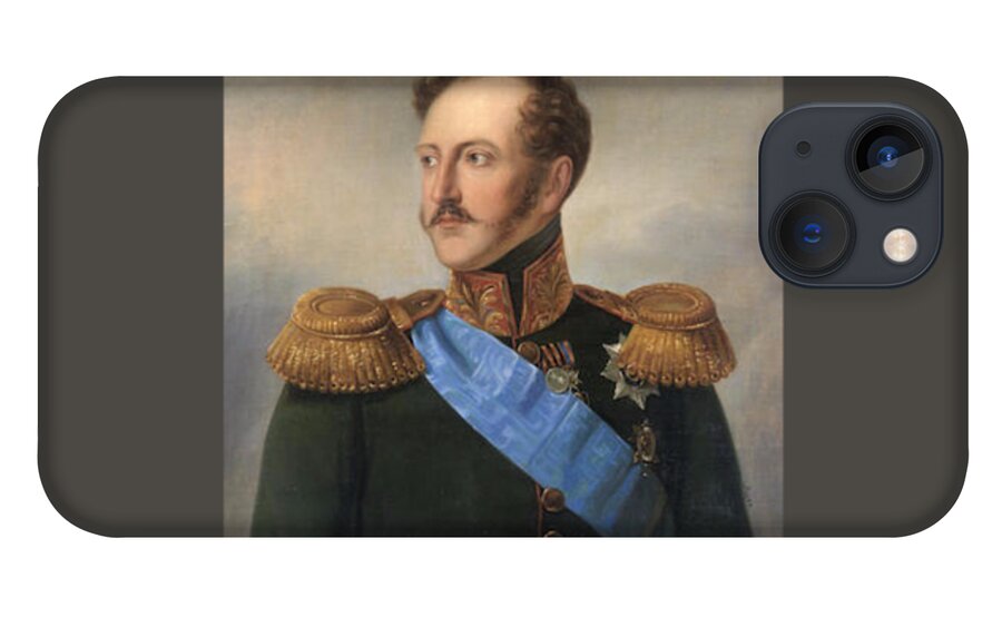 Julie Wilhelmine Hagen-schwarz (russian iPhone 13 Case featuring the painting Portrait of Emperor Nikolai by MotionAge Designs