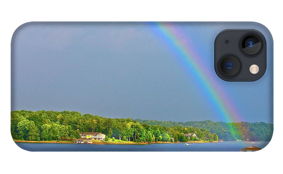 Rainbow Smith Mountain Lake iPhone 13 Case featuring the photograph Smith Mountain Lake Rainbow #1 by The James Roney Collection