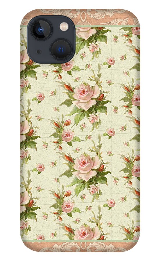 Victorian Cottage iPhone 13 Case featuring the painting Summer at Cape May - Aged Modern Roses Pattern #1 by Audrey Jeanne Roberts