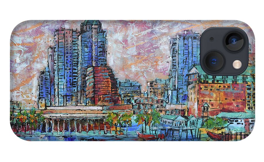  iPhone 13 Case featuring the painting Tampa Skyline by Jyotika Shroff
