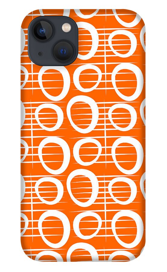 Orange iPhone 13 Case featuring the mixed media Tangerine Loop by Linda Woods