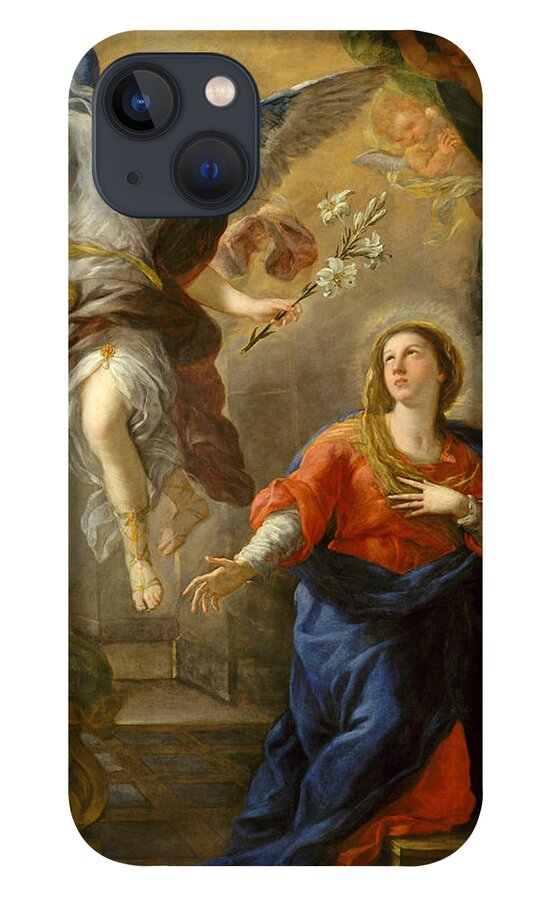 Luca Giordano iPhone 13 Case featuring the painting The Annunciation #1 by Luca Giordano