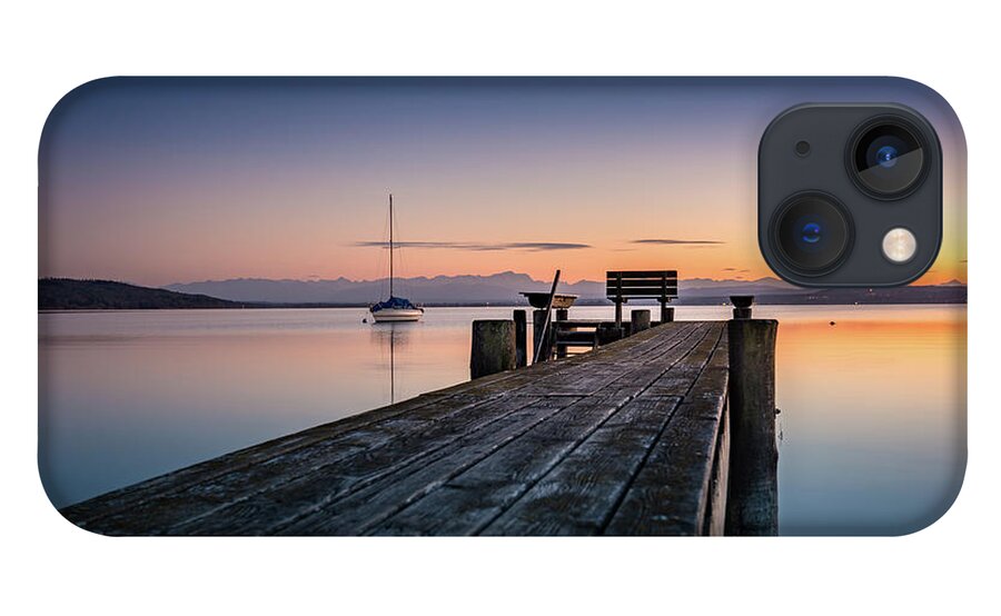 Ammersee iPhone 13 Case featuring the photograph The jetty to sunset by Hannes Cmarits