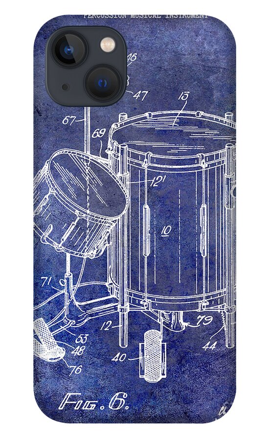 Drum iPhone 13 Case featuring the photograph 1951 Drum Kit Patent Blue by Jon Neidert