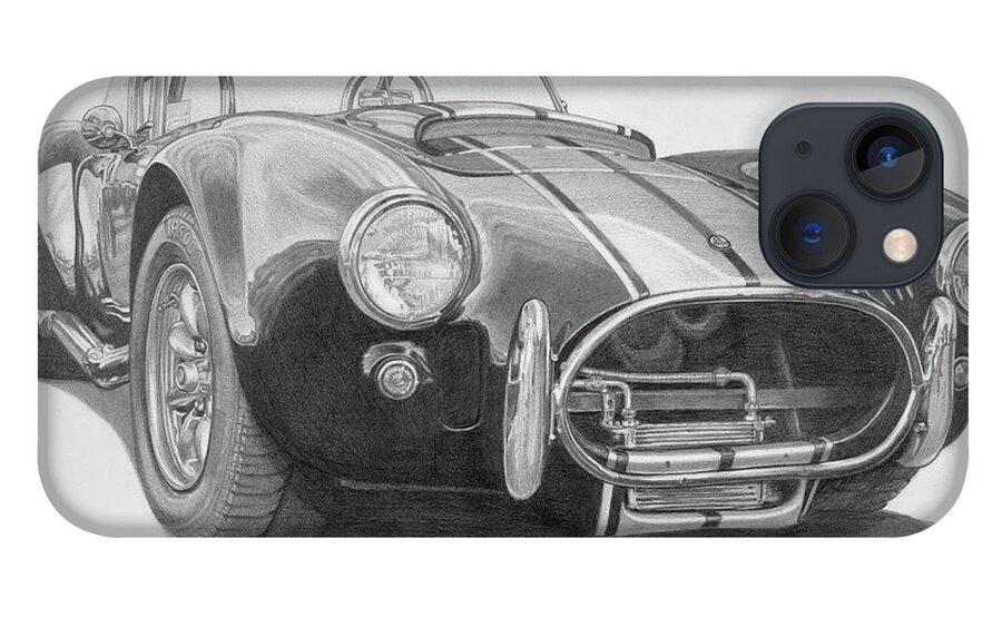 Shelby Cobra iPhone 13 Case featuring the drawing 1968 Shelby Cobra by Dan Menta