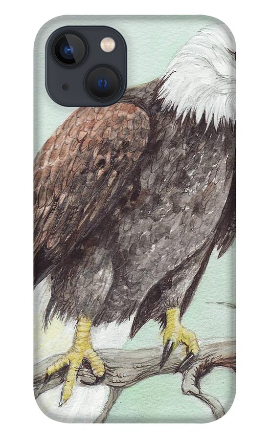 America iPhone 13 Case featuring the painting Bald Eagle #2 by Morgan Fitzsimons