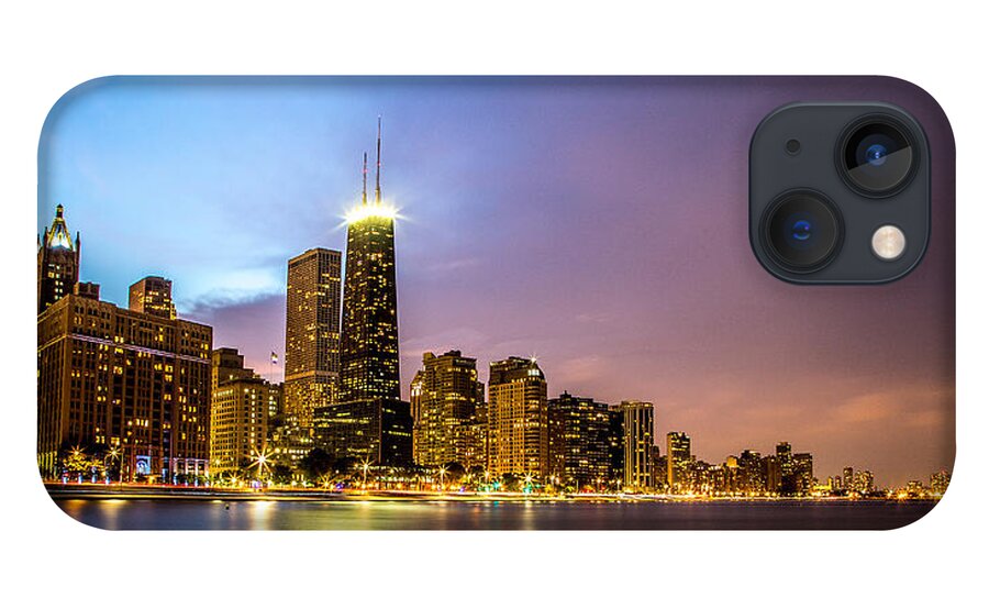 Chicago iPhone 13 Case featuring the photograph Chicago Skyline at Night #2 by Lev Kaytsner
