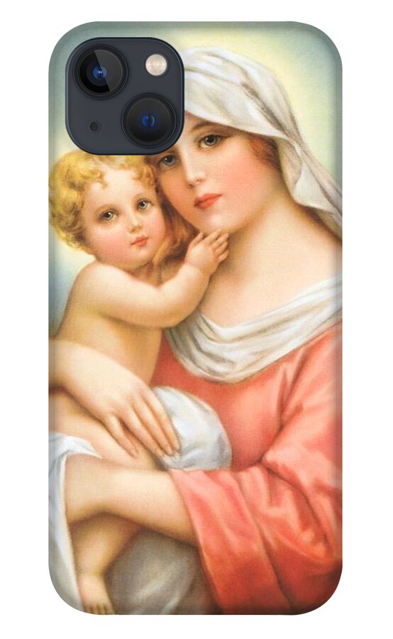 Christmas iPhone 13 Case featuring the painting Mary and Baby Jesus by Artist Unknown
