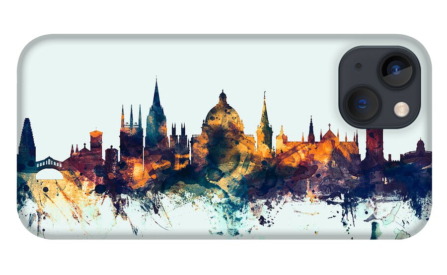 City iPhone 13 Case featuring the digital art Oxford England Skyline #2 by Michael Tompsett