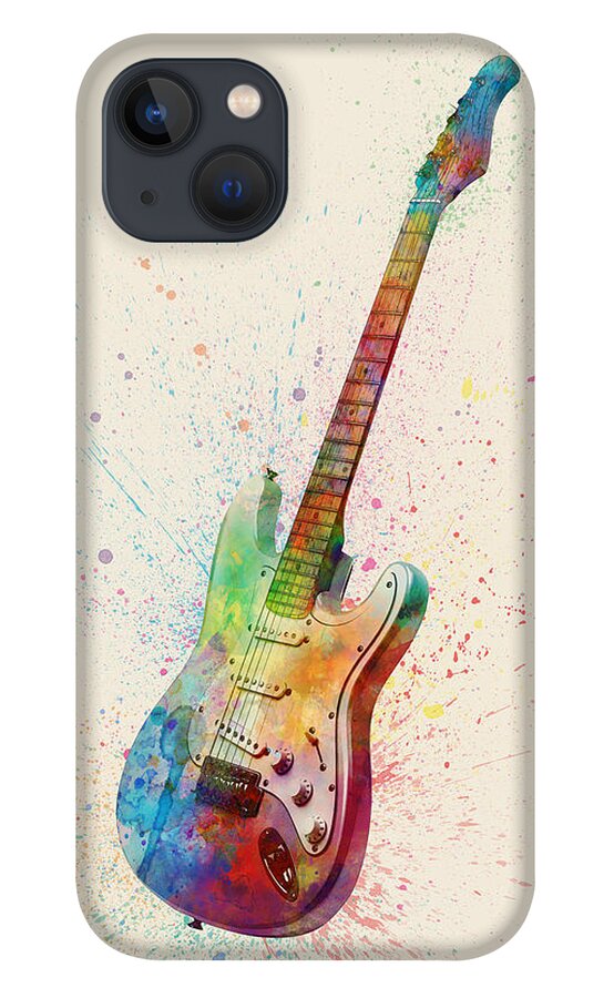 Electric Guitar iPhone 13 Case featuring the digital art Electric Guitar Abstract Watercolor #3 by Michael Tompsett