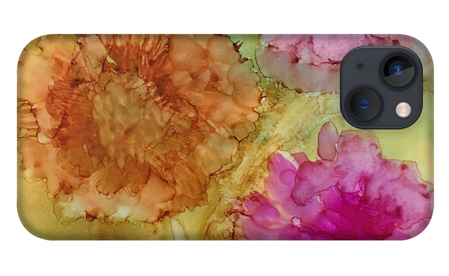 Karin Eisermann iPhone 13 Case featuring the painting 3 Flowers by Karin Eisermann