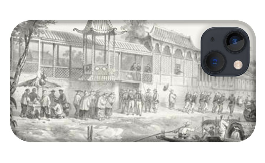Fortavion (gc) China War. Historical And Anecdotal Shown Great Panorama iPhone 13 Case featuring the painting Historical And Anecdotal Shown Great Panorama by MotionAge Designs