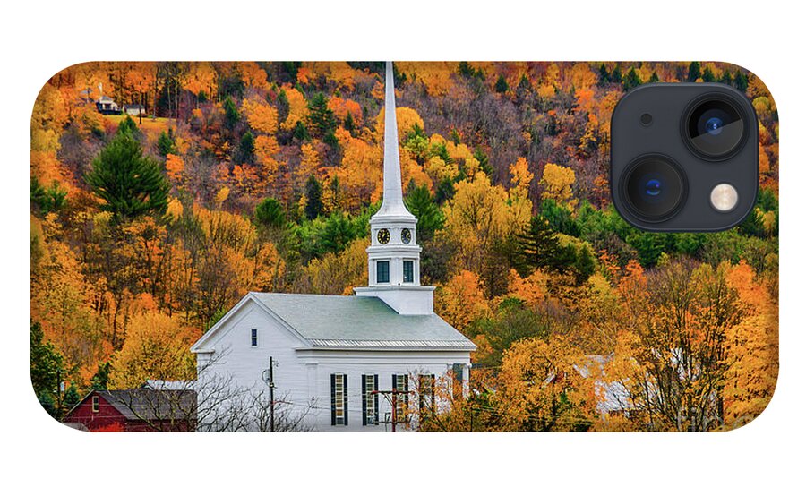 Fall Foliage iPhone 13 Case featuring the photograph Stowe Community Church #4 by Scenic Vermont Photography