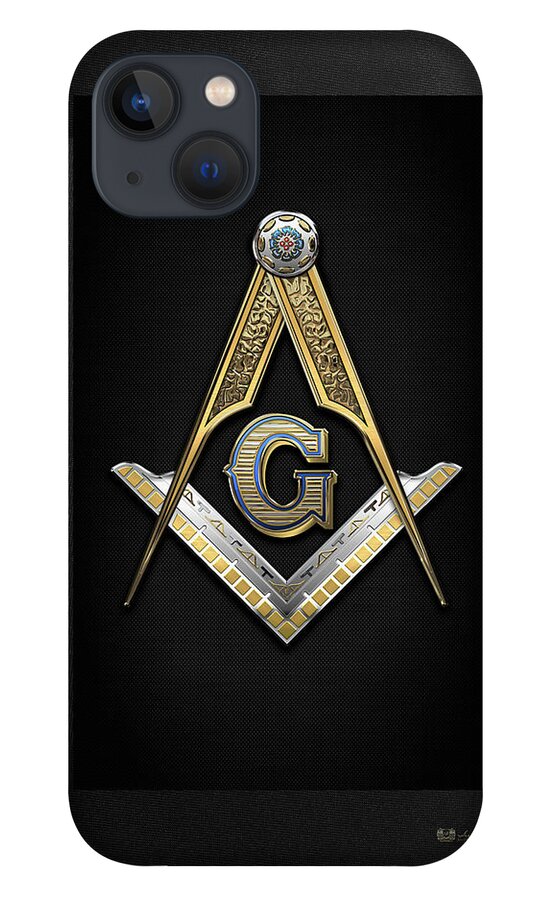 'ancient Brotherhoods' Collection By Serge Averbukh iPhone 13 Case featuring the digital art 3rd Degree Mason - Master Mason Jewel on Black Canvas by Serge Averbukh