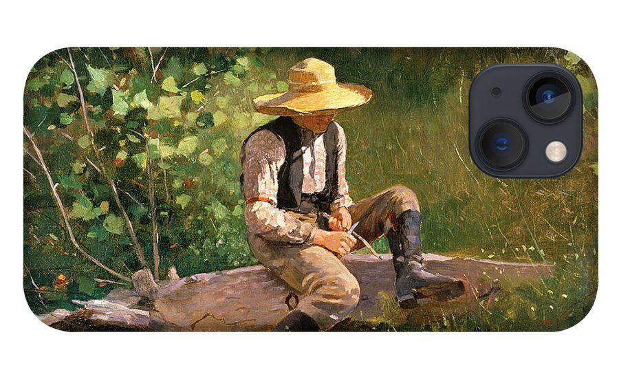 Winslow Homer iPhone 13 Case featuring the painting The whittling boy by Winslow Homer