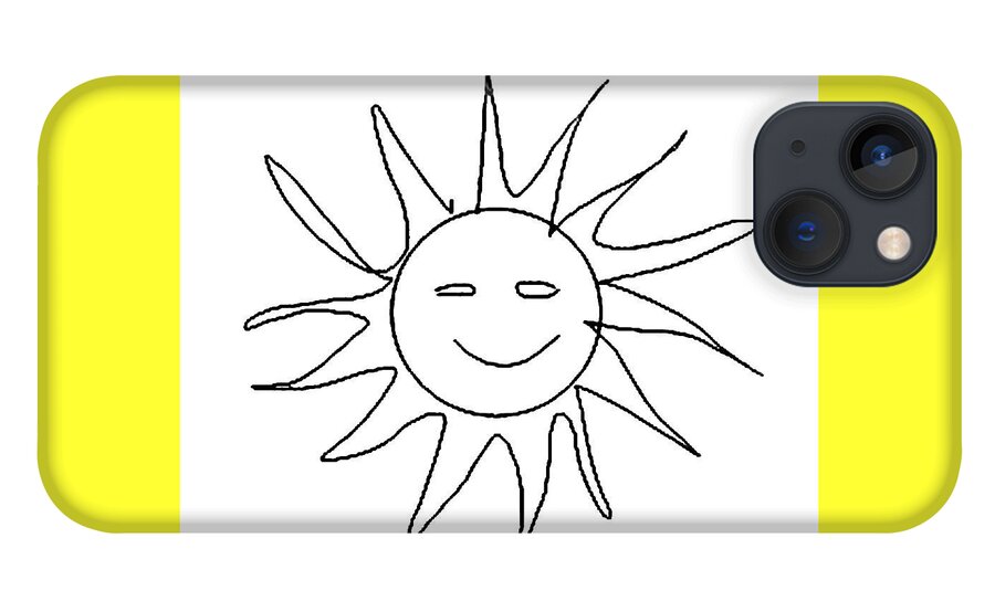 Sun iPhone 13 Case featuring the drawing 6.57.Hungary-6-detail-Sun-with-smile by Charlie Szoradi