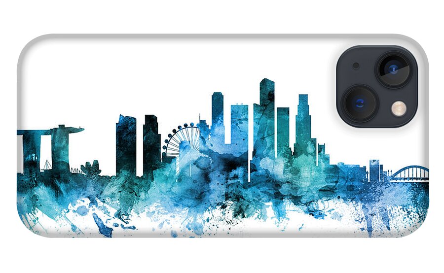 Singapore iPhone 13 Case featuring the digital art Singapore Skyline #7 by Michael Tompsett