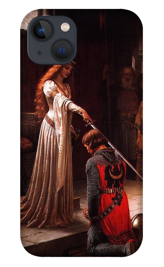 Blair Leighton Edmundal iPhone 13 Case featuring the painting Queen Guinevere and Sir Lancelot by MotionAge Designs