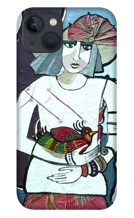 Blues iPhone 13 Case featuring the painting A Bird in Hand by Marilyn Brooks